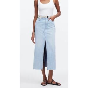 Madewell Skirt Womens 23 Rilee Denim Midi Capsule Wardrobe Boho Western Casual